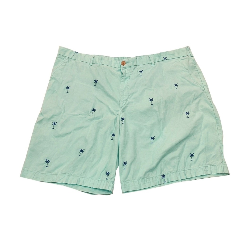 IZOD Saltwater Mens Mint Green Embroidered Palm Tree Stretch Chino Shorts 42 9.5